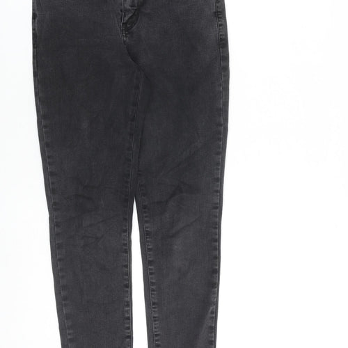 Uniqlo Womens Grey Cotton Skinny Jeans Size 25 in L28 in Slim Zip - Raw Hem