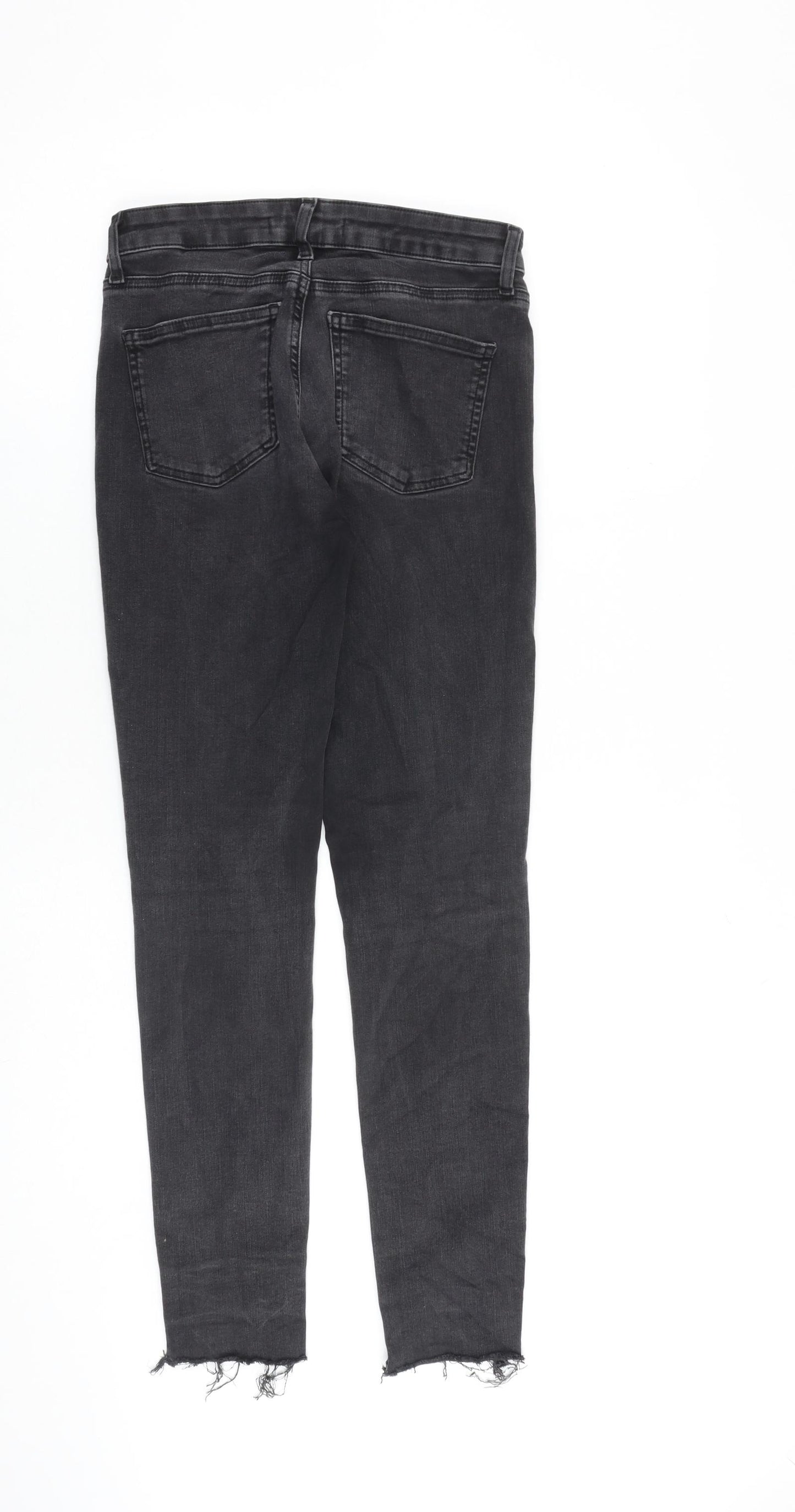 Uniqlo Womens Grey Cotton Skinny Jeans Size 25 in L28 in Slim Zip - Raw Hem