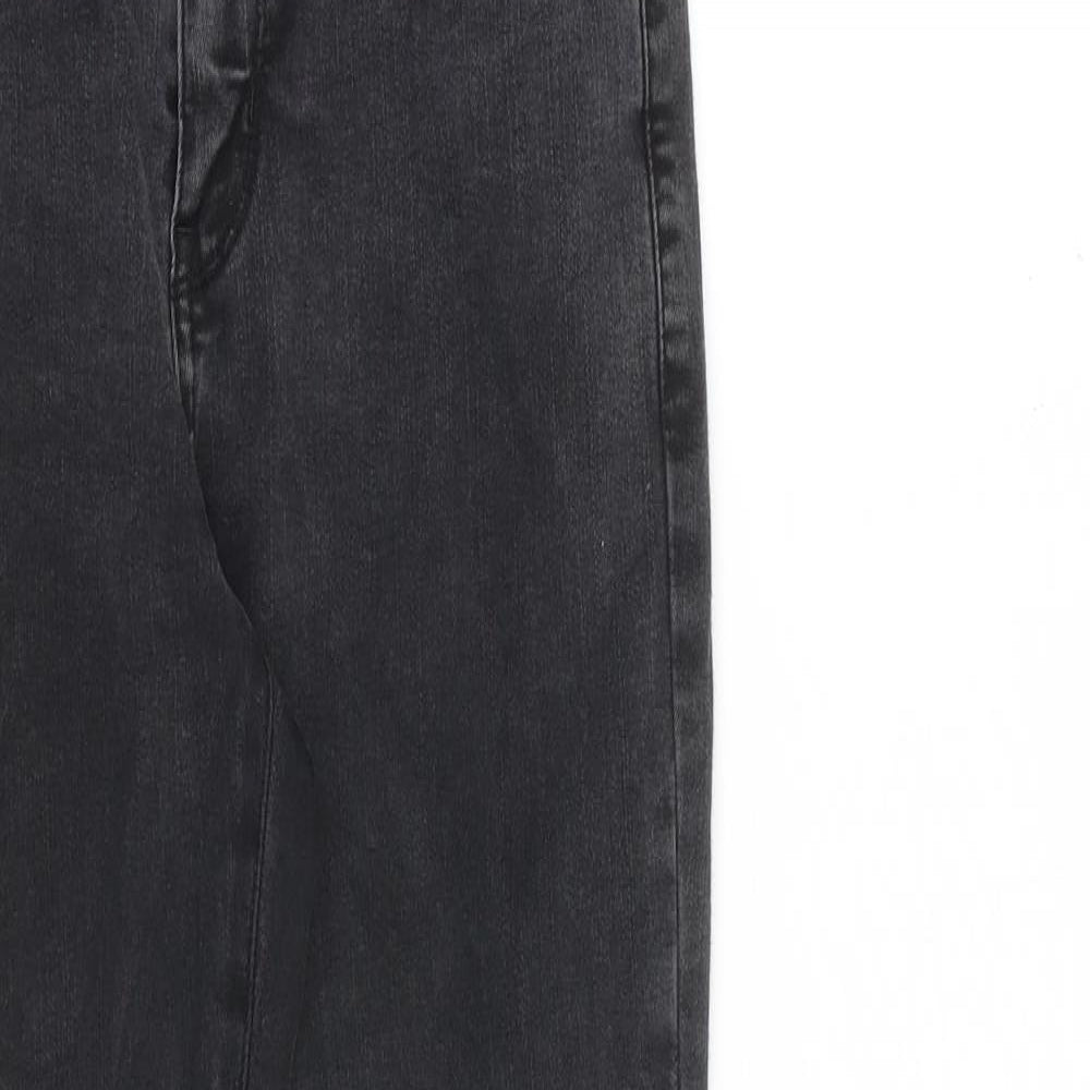 Uniqlo Womens Grey Cotton Skinny Jeans Size 25 in L28 in Slim Zip - Raw Hem
