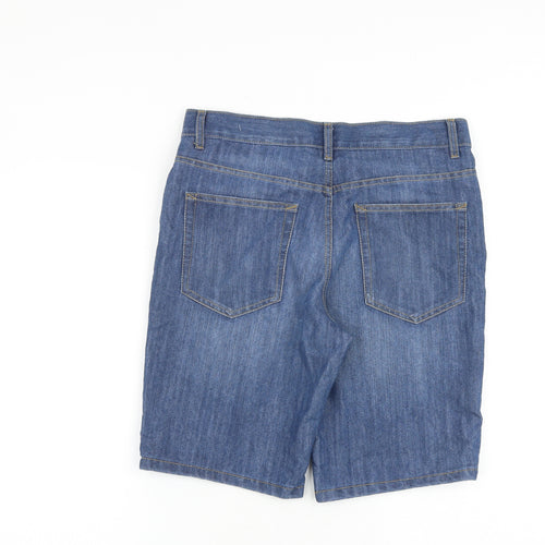 Denim & Co. Mens Blue Herringbone Cotton Chino Shorts Size 32 in L10 in Regular Zip