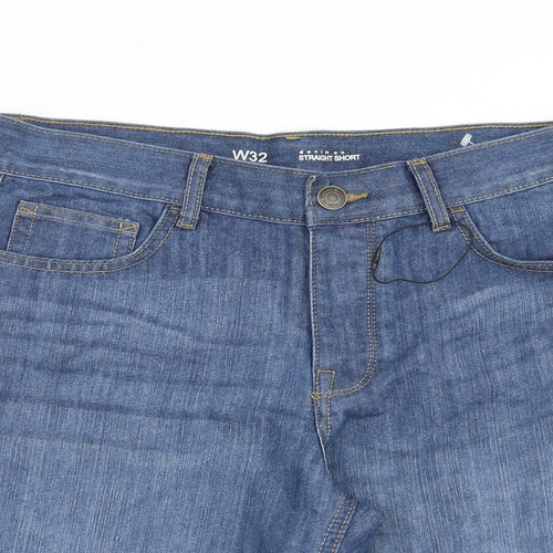 Denim & Co. Mens Blue Herringbone Cotton Chino Shorts Size 32 in L10 in Regular Zip