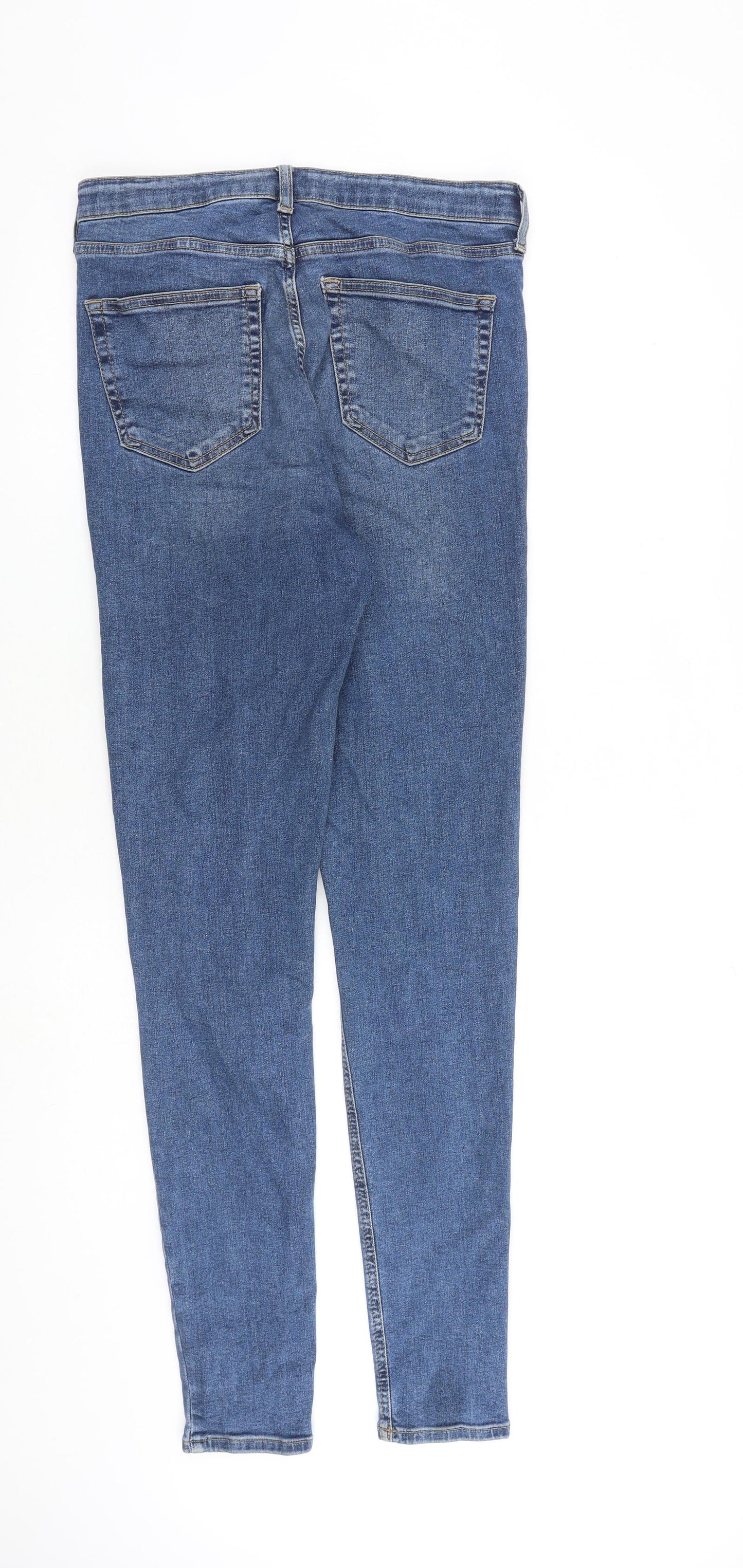 Topshop Womens Blue Cotton Skinny Jeans Size 30 in L36 in Slim Zip