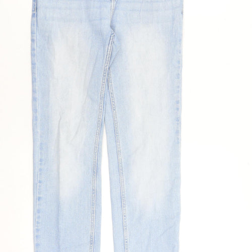 NEXT Womens Blue Cotton Straight Jeans Size 8 L30 in Slim Zip
