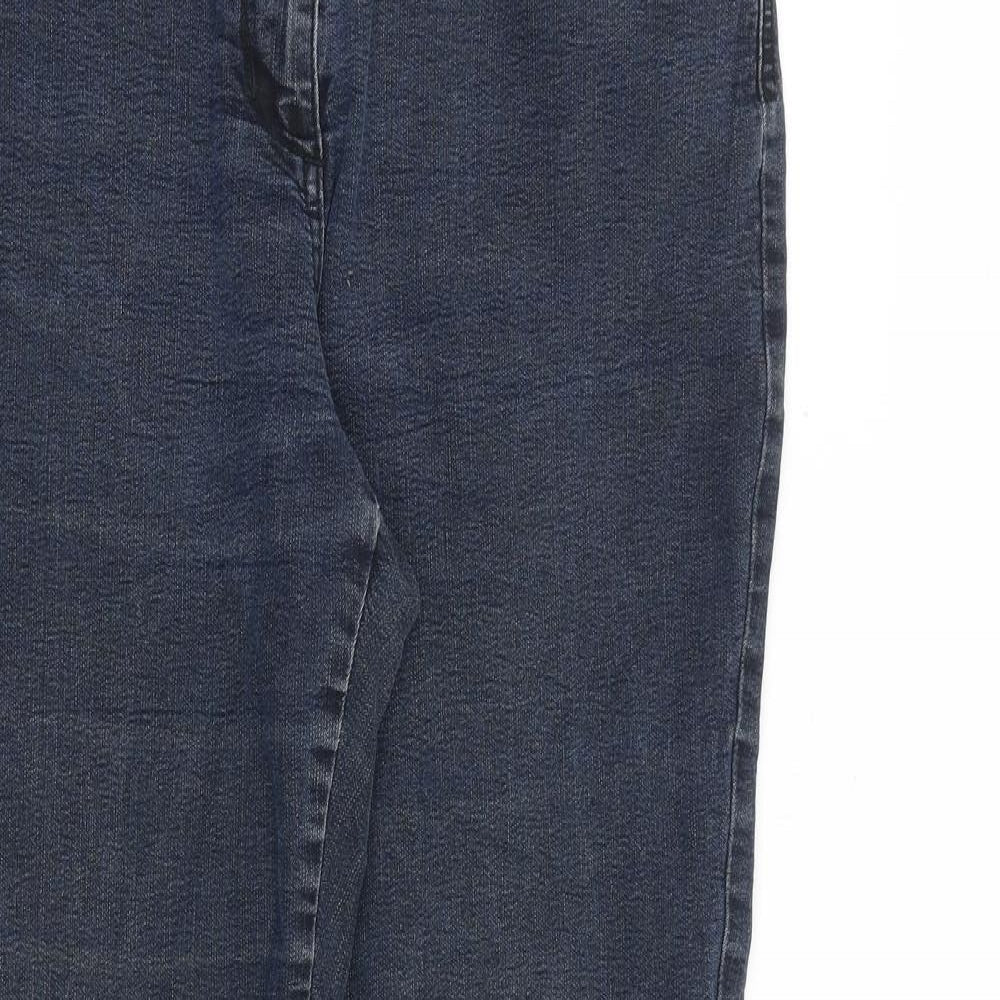 M&Co Womens Blue Cotton Straight Jeans Size 14 L29 in Regular Zip