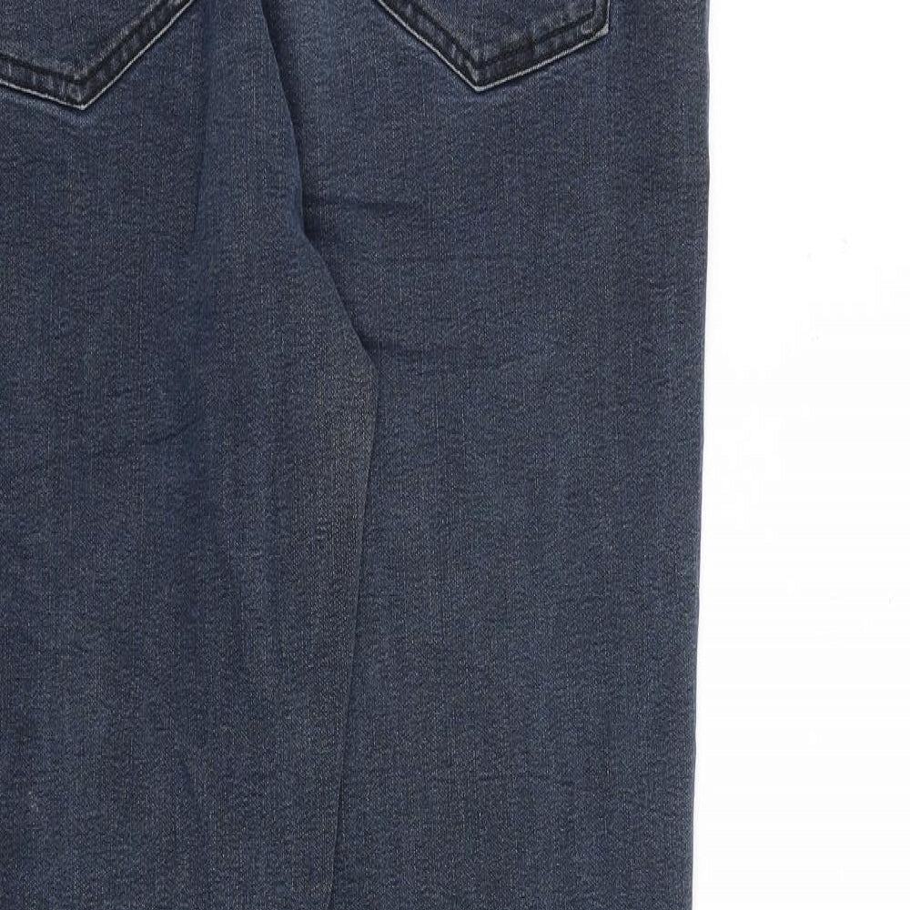 M&Co Womens Blue Cotton Straight Jeans Size 14 L29 in Regular Zip