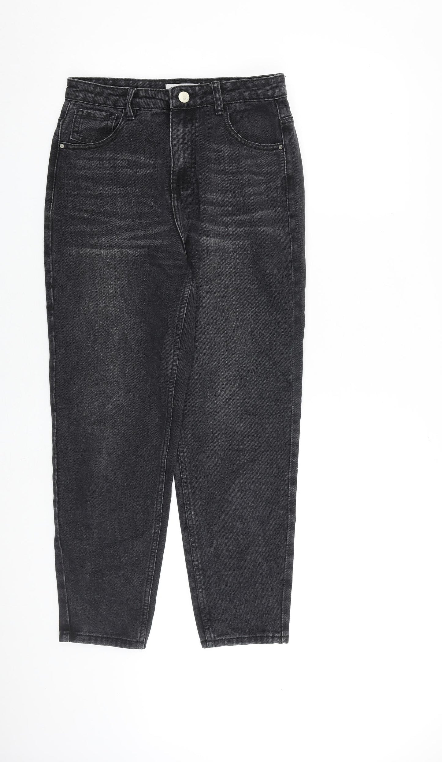 Redial Womens Grey Cotton Tapered Jeans Size 8 L27 in Regular Zip