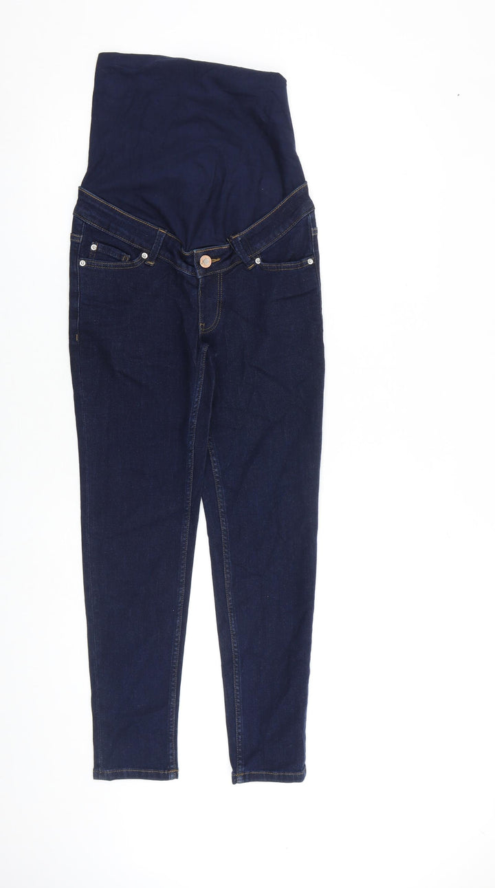 Marks and Spencer Womens Blue Cotton Skinny Jeans Size 6 L26 in Regular Button - Petite