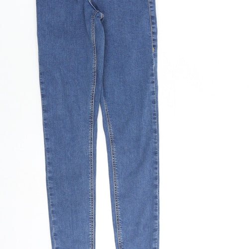 Topshop Womens Blue Cotton Skinny Jeans Size 25 in L30 in Regular Zip