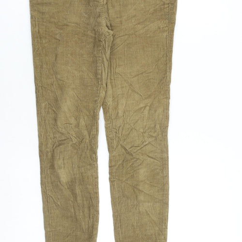 Johnnie. B Womens Brown Cotton Trousers Size 26 in L28 in Regular Zip