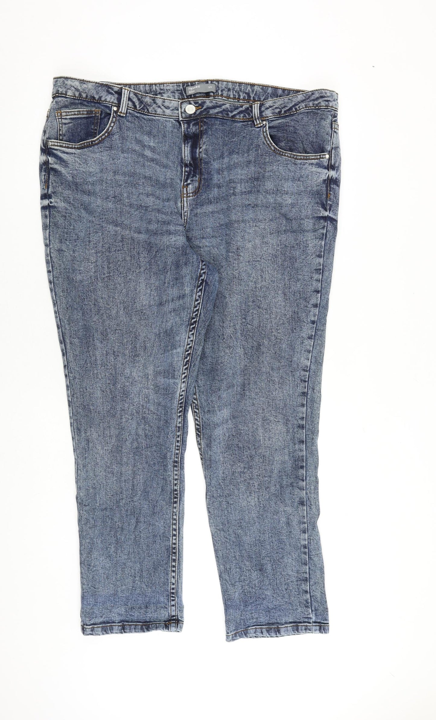 Nutmeg Womens Blue Cotton Straight Jeans Size 20 L28 in Slim Zip