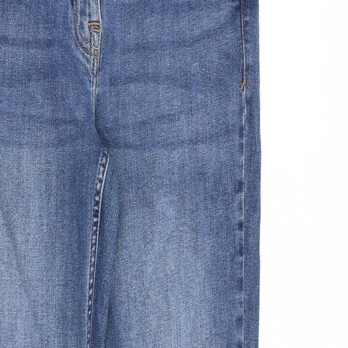 Marks and Spencer Womens Blue Cotton Straight Jeans Size 10 L30 in Slim Zip