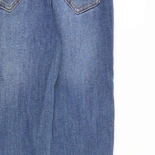 Marks and Spencer Womens Blue Cotton Straight Jeans Size 10 L30 in Slim Zip