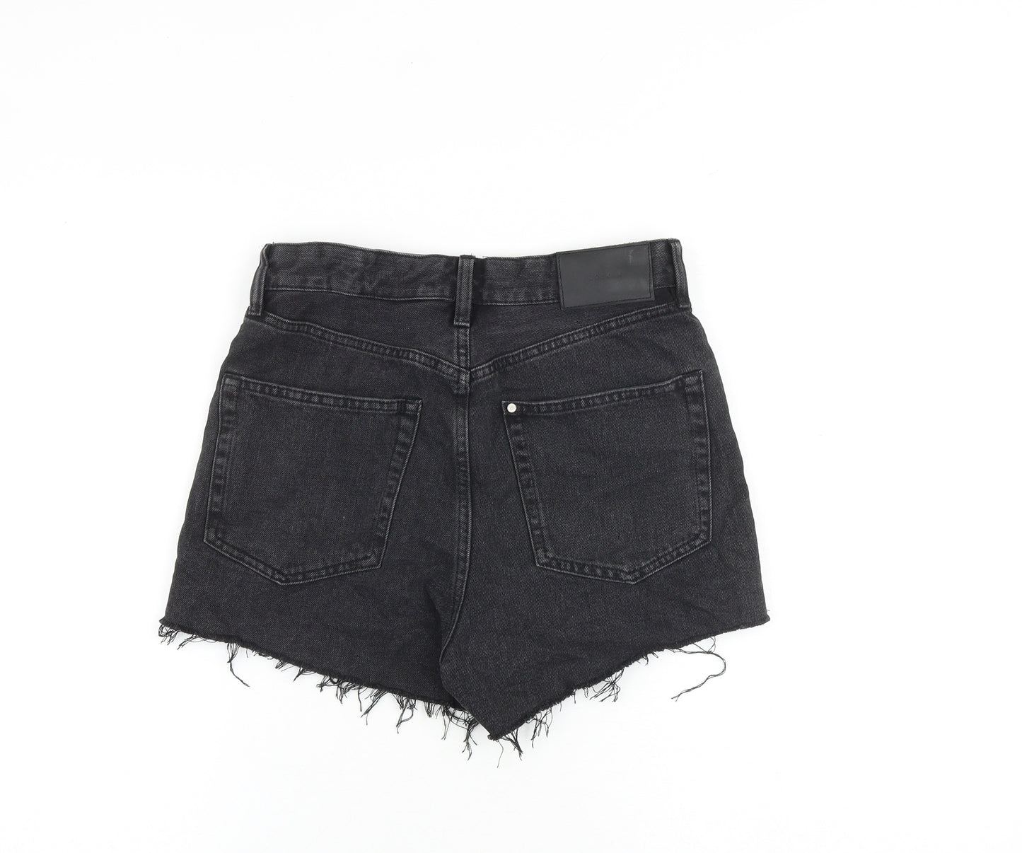 H&M Womens Black 100% Cotton Cut-Off Shorts Size 8 L3 in Regular Button