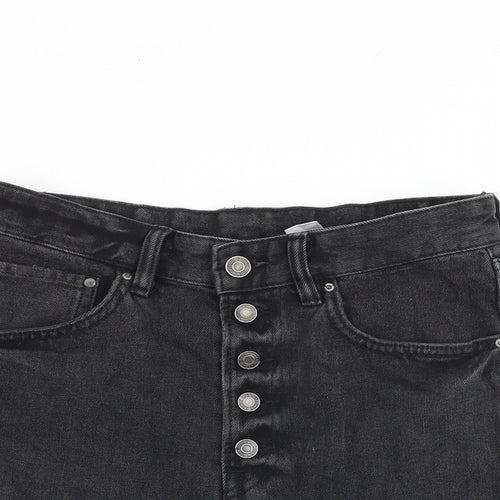 H&M Womens Black 100% Cotton Cut-Off Shorts Size 8 L3 in Regular Button