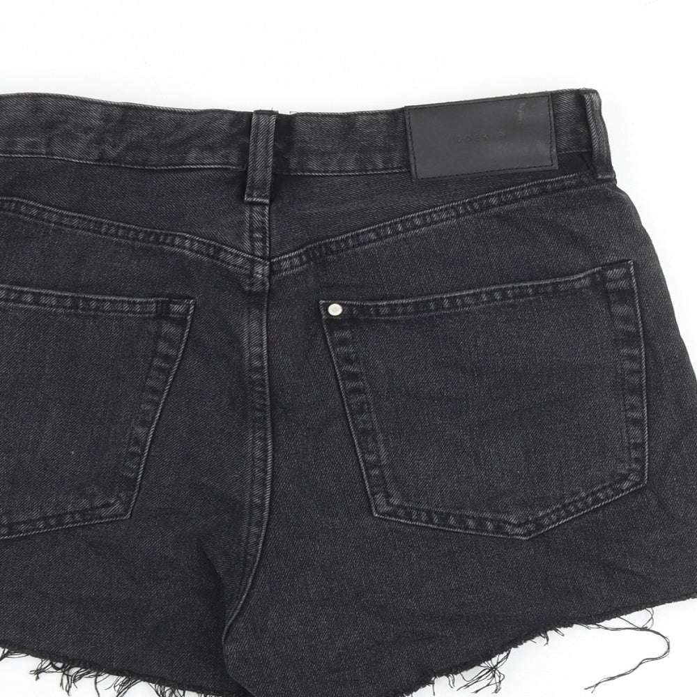 H&M Womens Black 100% Cotton Cut-Off Shorts Size 8 L3 in Regular Button