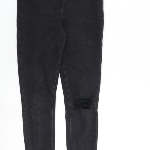 New Look Womens Black Cotton Skinny Jeans Size 8 L27 in Slim Zip - Raw Hem