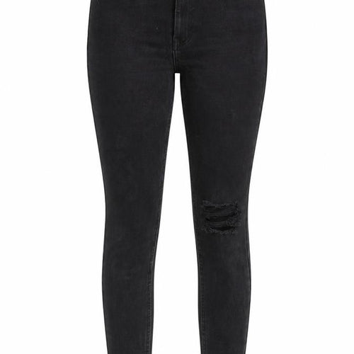 New Look Womens Black Cotton Skinny Jeans Size 8 L27 in Slim Zip - Raw Hem