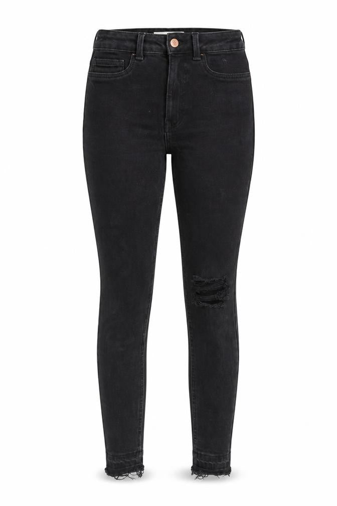 New Look Womens Black Cotton Skinny Jeans Size 8 L27 in Slim Zip - Raw Hem