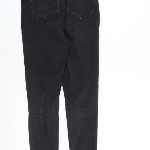 New Look Womens Black Cotton Skinny Jeans Size 8 L27 in Slim Zip - Raw Hem