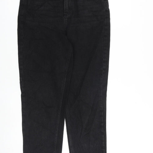 Miss Selfridge Womens Black Cotton Tapered Jeans Size 8 L29 in Regular Zip