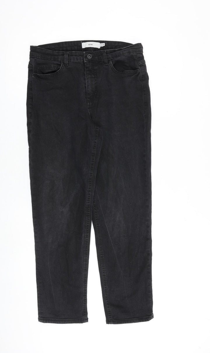 ICHI Womens Black Cotton Straight Jeans Size 30 in L27 in Regular Zip