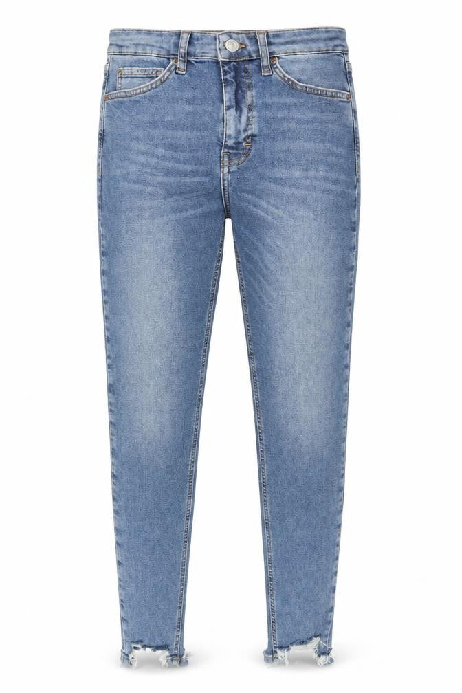 Topshop Womens Blue Cotton Skinny Jeans Size 28 in L32 in Regular Zip - Distressed Hems