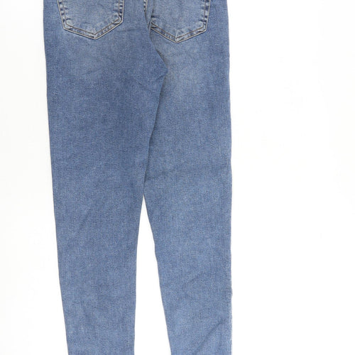Topshop Womens Blue Cotton Skinny Jeans Size 28 in L32 in Regular Zip - Distressed Hems