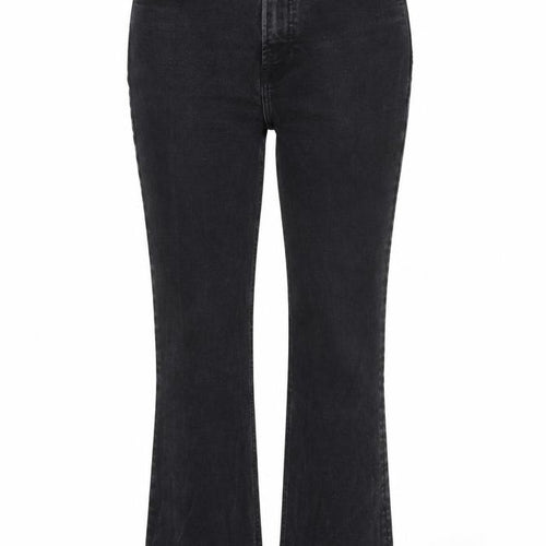Mango Womens Black Cotton Bootcut Jeans Size 12 L23 in Regular Zip - Raw Hem