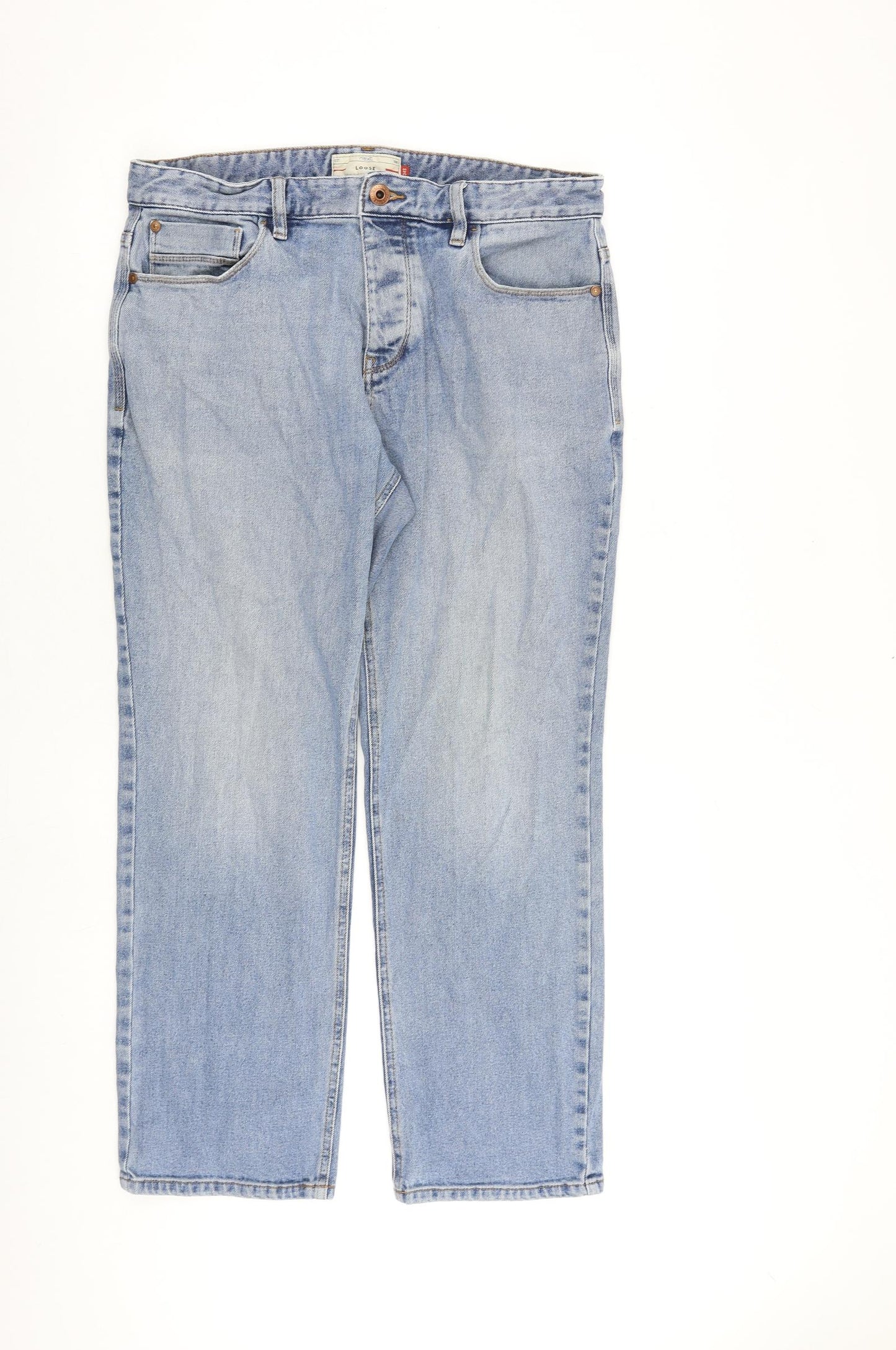 NEXT Mens Blue Cotton Straight Jeans Size 34 in L28 in Regular Zip