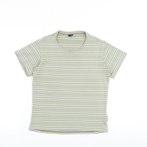 Lowe Alpine Womens Multicoloured Striped Polyester Basic T-Shirt Size S Crew Neck