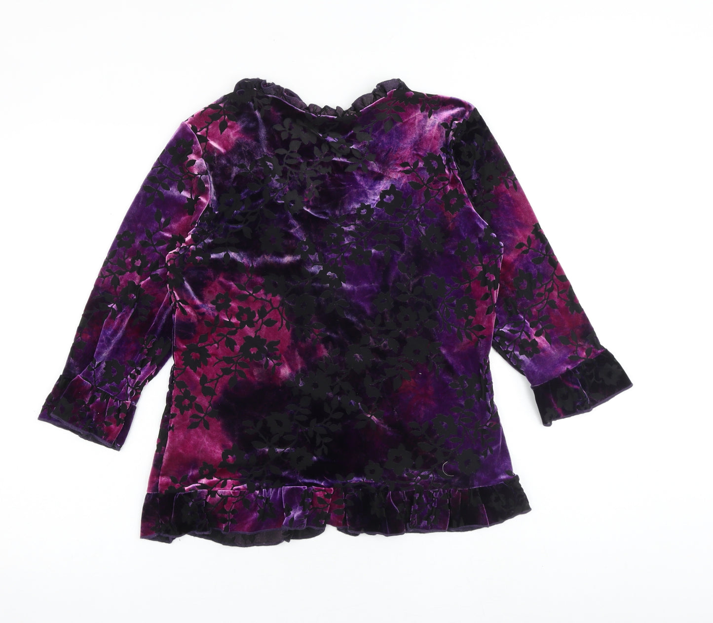 Per Una Womens Purple Floral Polyester Basic Blouse Size 14 Scoop Neck