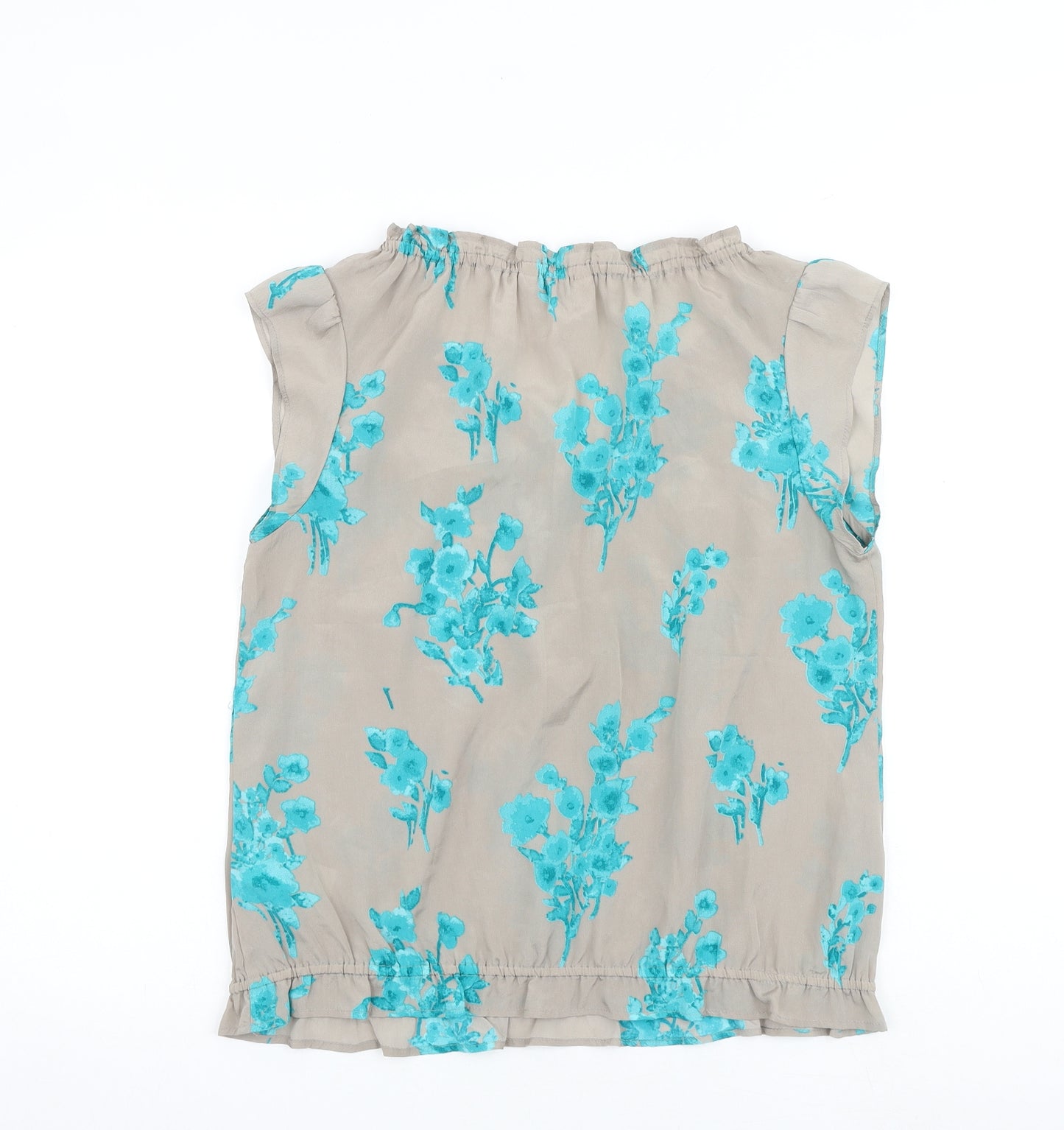 John Rocha Womens Grey Floral Polyester Basic Blouse Size 12 V-Neck