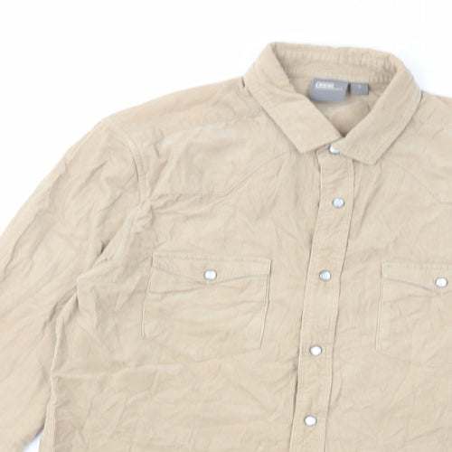 ASOS Mens Brown Cotton Button-Up Size M Collared Button