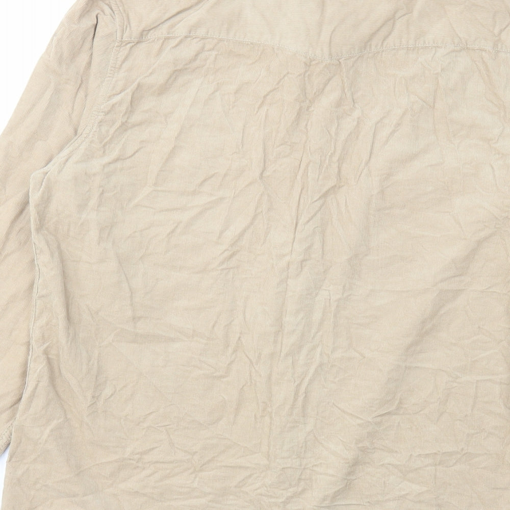 ASOS Mens Brown Cotton Button-Up Size M Collared Button