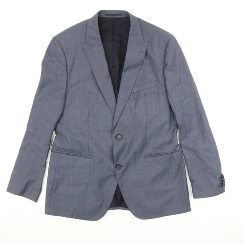 Boss Mens Blue Wool Jacket Suit Jacket Size 52 Regular