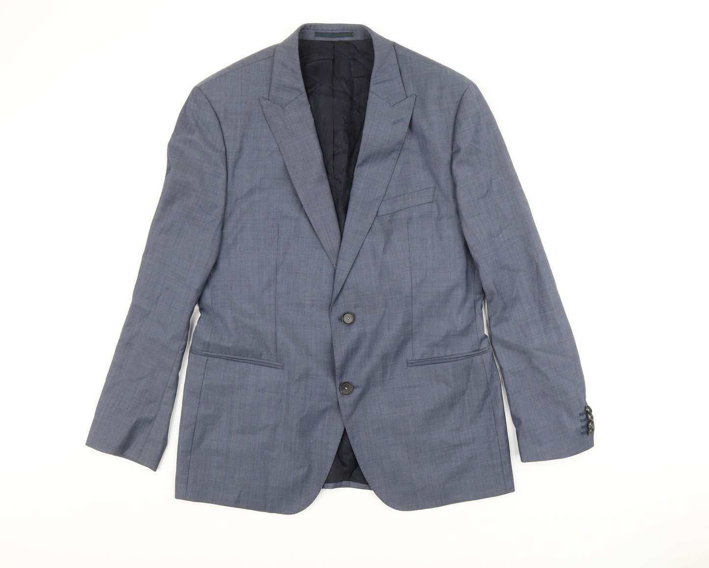 Boss Mens Blue Wool Jacket Suit Jacket Size 52 Regular