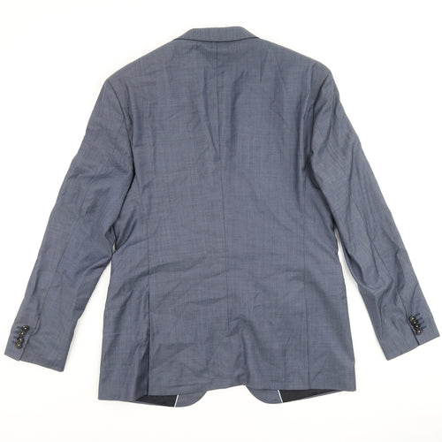 Boss Mens Blue Wool Jacket Suit Jacket Size 52 Regular