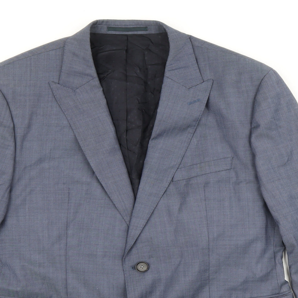 Boss Mens Blue Wool Jacket Suit Jacket Size 52 Regular