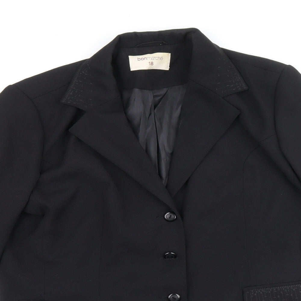 Bonmarché Womens Black Polyester Jacket Blazer Size 18