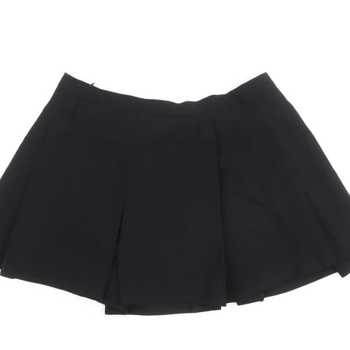 Zara Womens Black Polyester Skater Skirt Size XL Zip