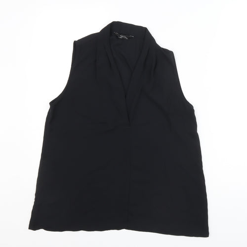 NEXT Womens Black Polyester Basic Blouse Size 14 V-Neck