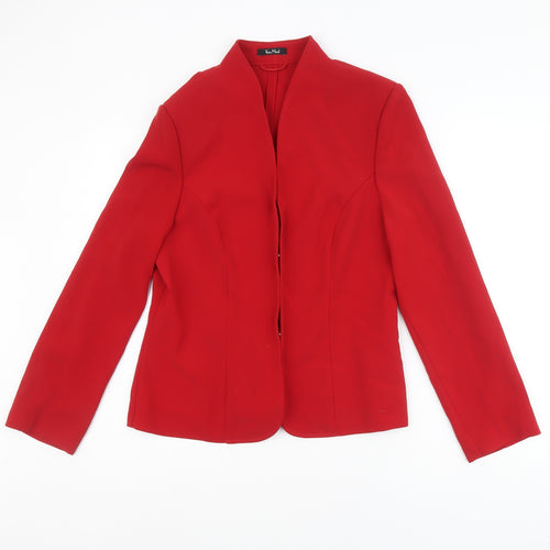 Vera Mont Womens Red Jacket Blazer Size 14 Hook & Eye