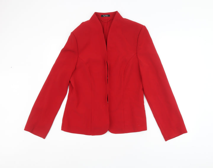 Vera Mont Womens Red Jacket Blazer Size 14 Hook & Eye