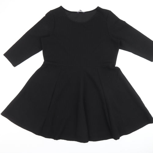 Marks and Spencer Womens Black Polyester A-Line Size 18 Round Neck Pullover