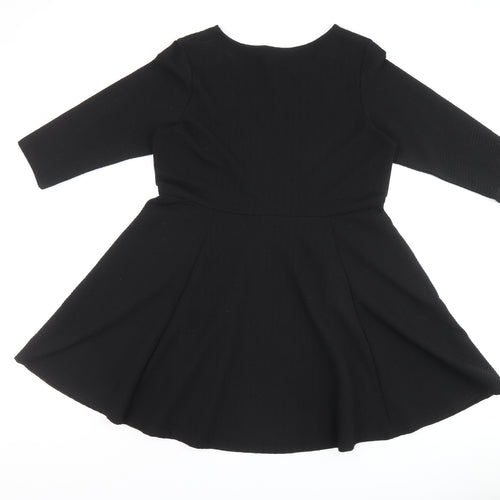 Marks and Spencer Womens Black Polyester A-Line Size 18 Round Neck Pullover