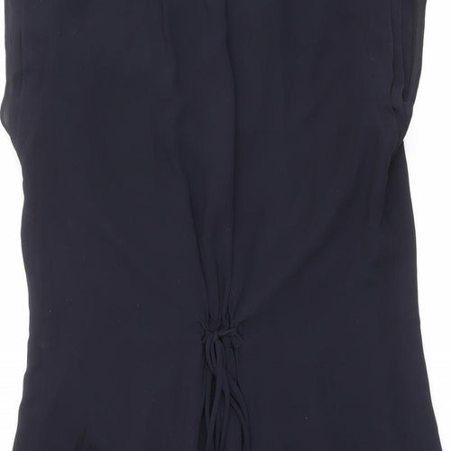 H&M Womens Black Polyester A-Line Size 14 V-Neck Button
