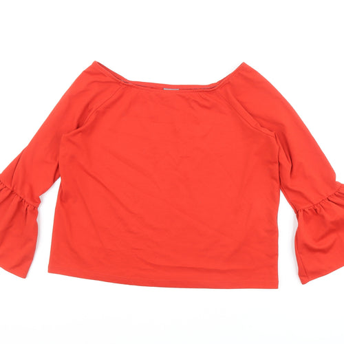 VERO MONDA Womens Red Polyester Basic Blouse Size XL Boat Neck
