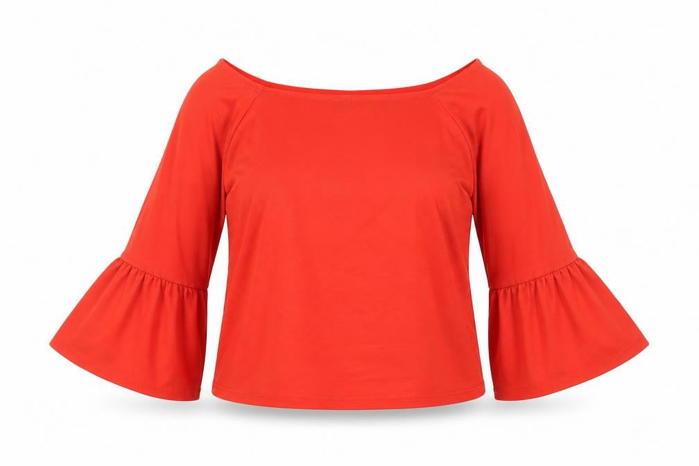 Vero Moda Womens Red Polyester Basic Blouse Size XL Boat Neck