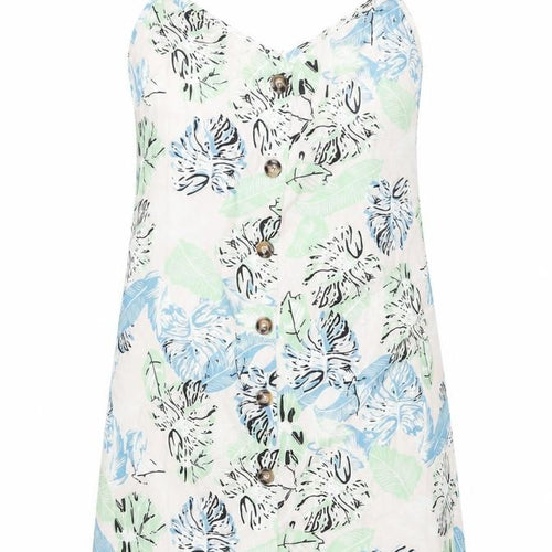 KEHOCE Womens Multicoloured Floral Polyester Slip Dress Size XL V-Neck Button
