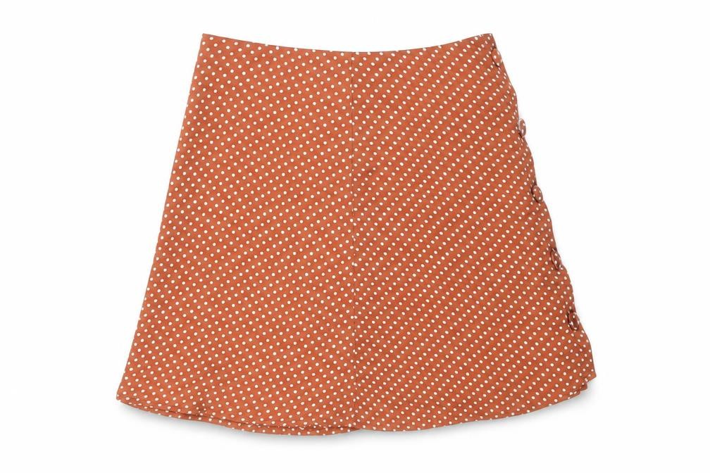 Nasty Gal Womens Orange Polka Dot Polyester Swing Skirt Size 8 Button